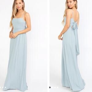 Show Me Your MuMu Lauren Tie Maxi Dress Blue Chiffon Formal Prom Homecoming XS